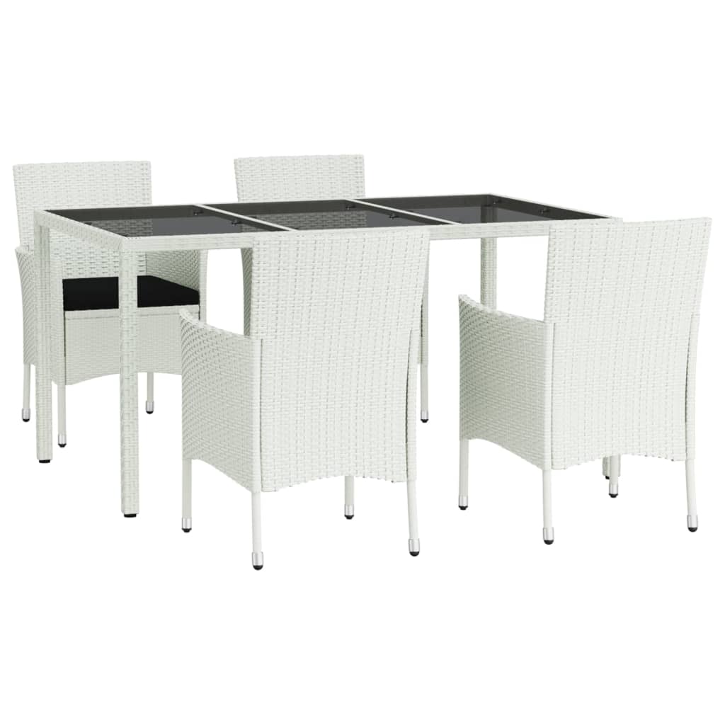 5-Delige Tuinset Met Kussens Poly Rattan Wit
