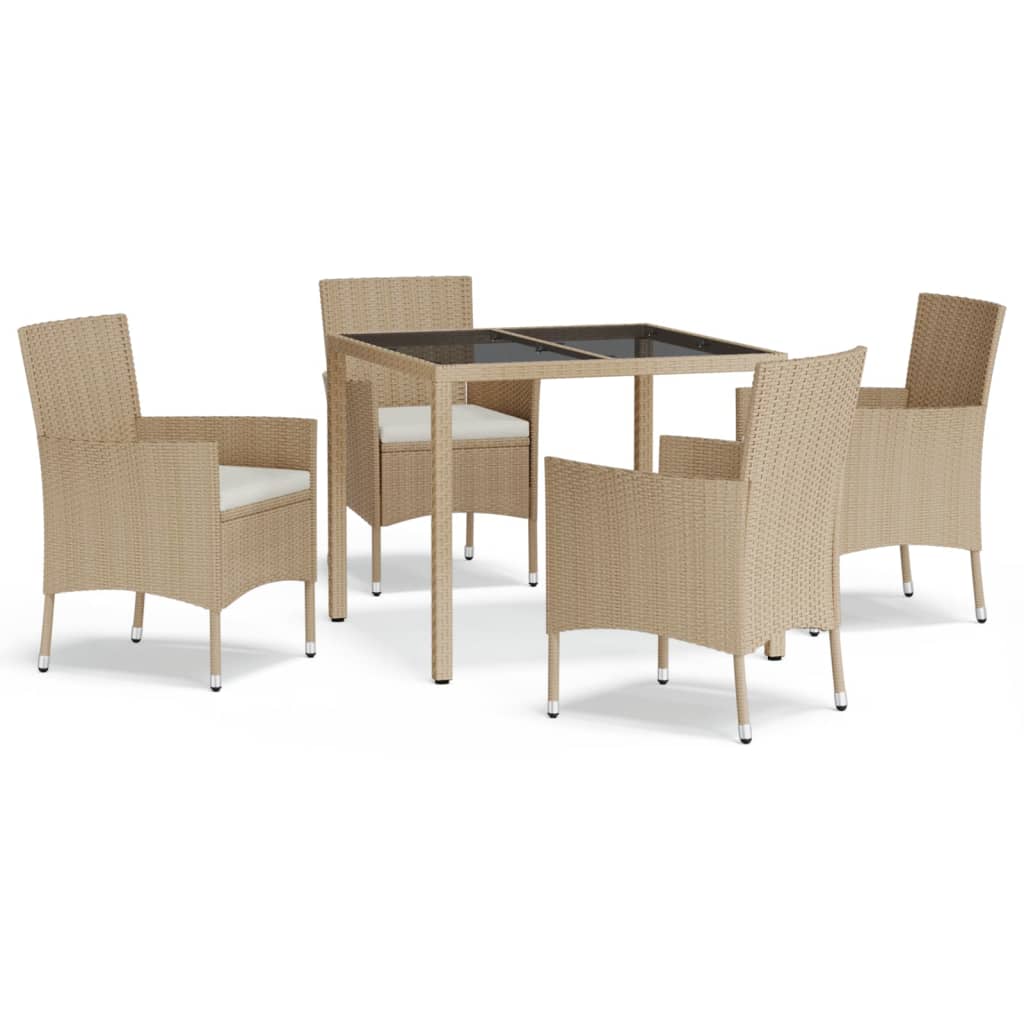 5-Delige Tuinset Met Kussens Poly Rattan Beige