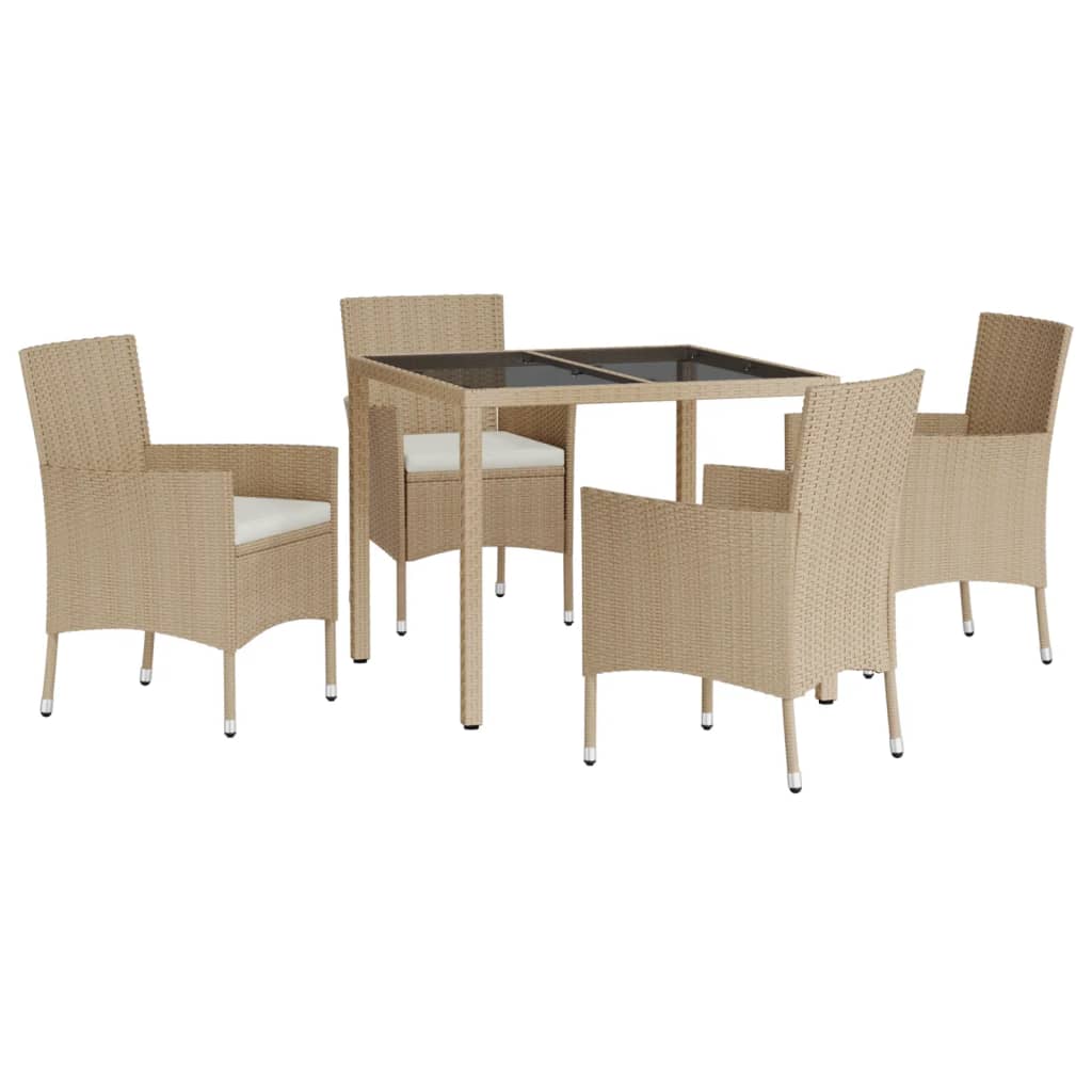 5-Delige Tuinset Met Kussens Poly Rattan Beige