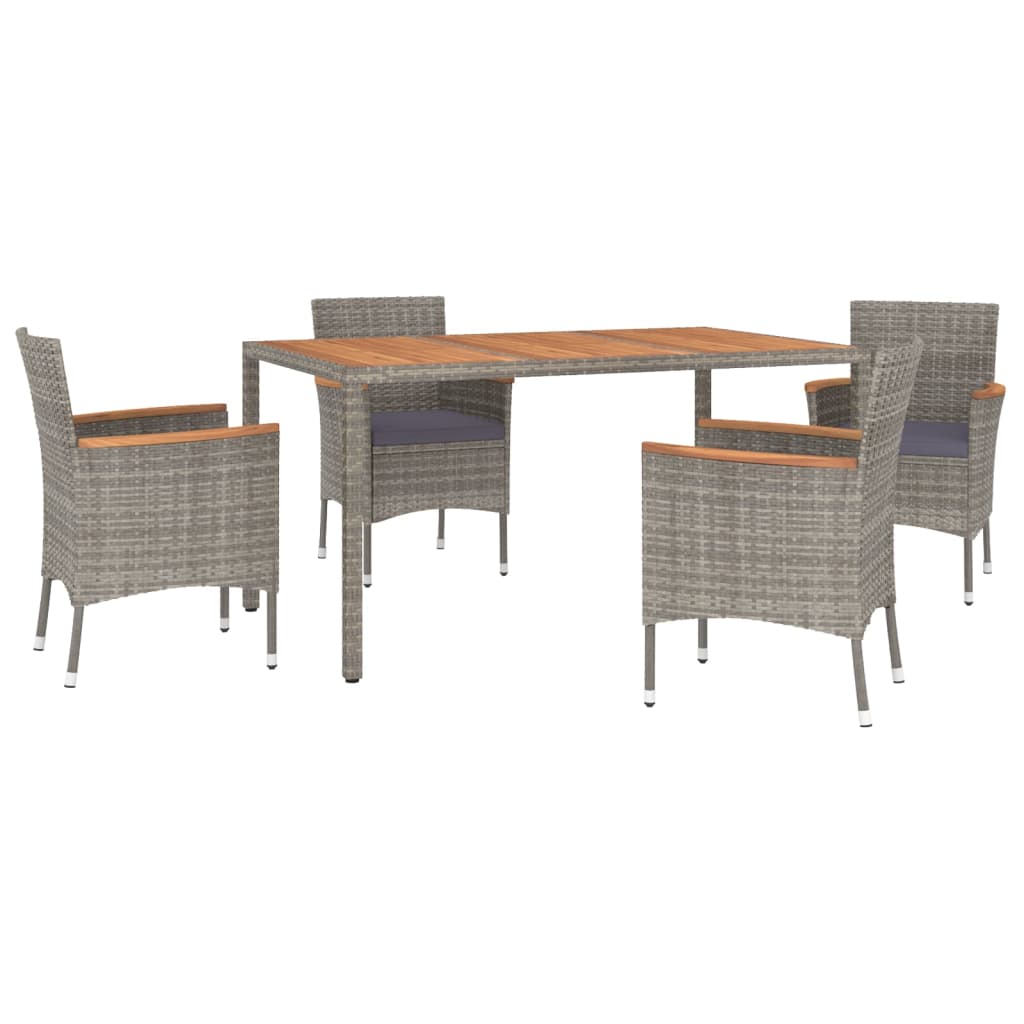 5-Delige Tuinset Met Kussens Poly Rattan Grijs