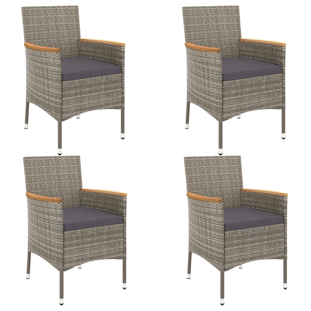 5-Delige Tuinset Met Kussens Poly Rattan Grijs