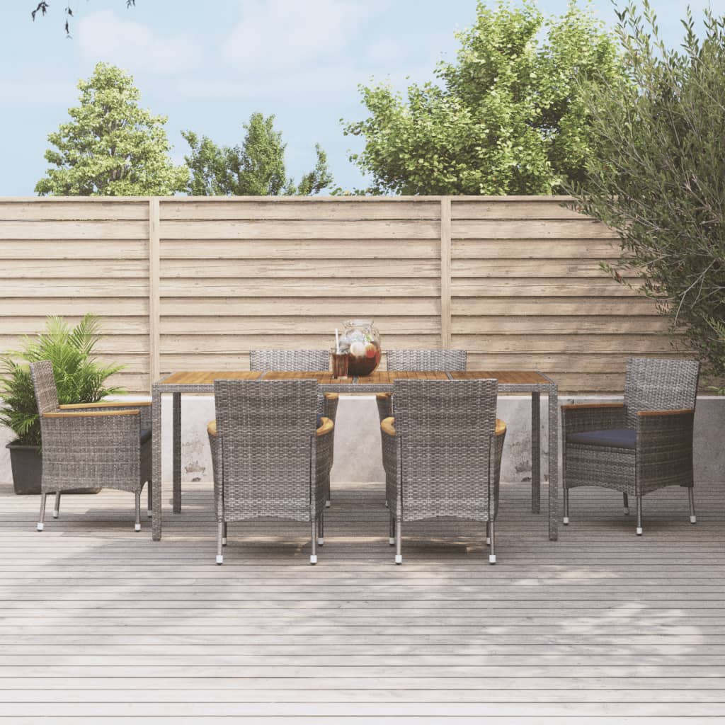 5-Delige Tuinset Met Kussens Poly Rattan Grijs
