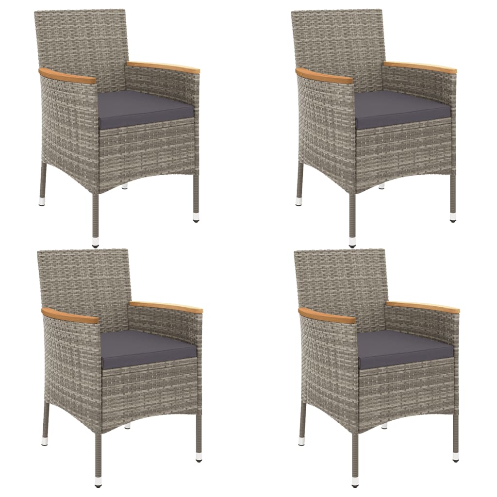 5-Delige Tuinset Met Kussens Poly Rattan Grijs