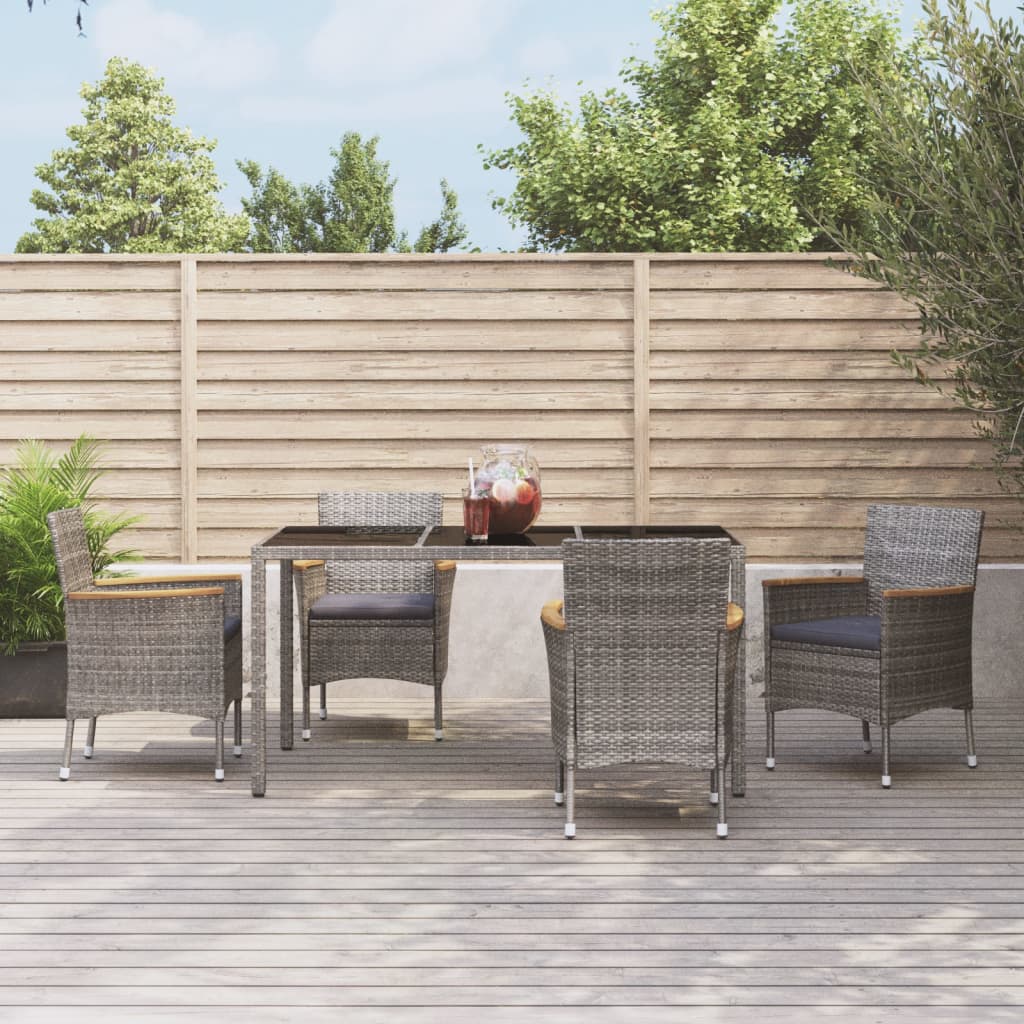 5-Delige Tuinset Met Kussens Poly Rattan Grijs