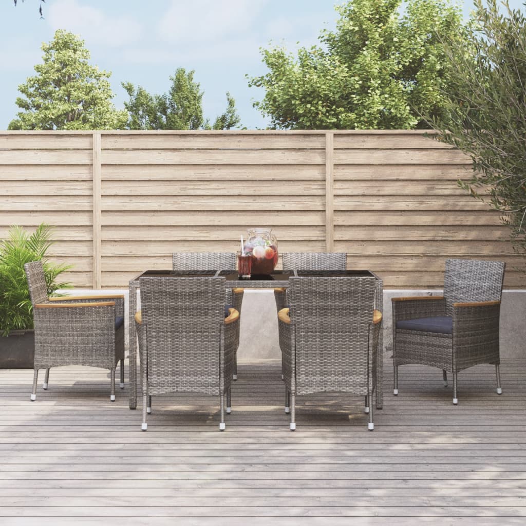 5-Delige Tuinset Met Kussens Poly Rattan Grijs