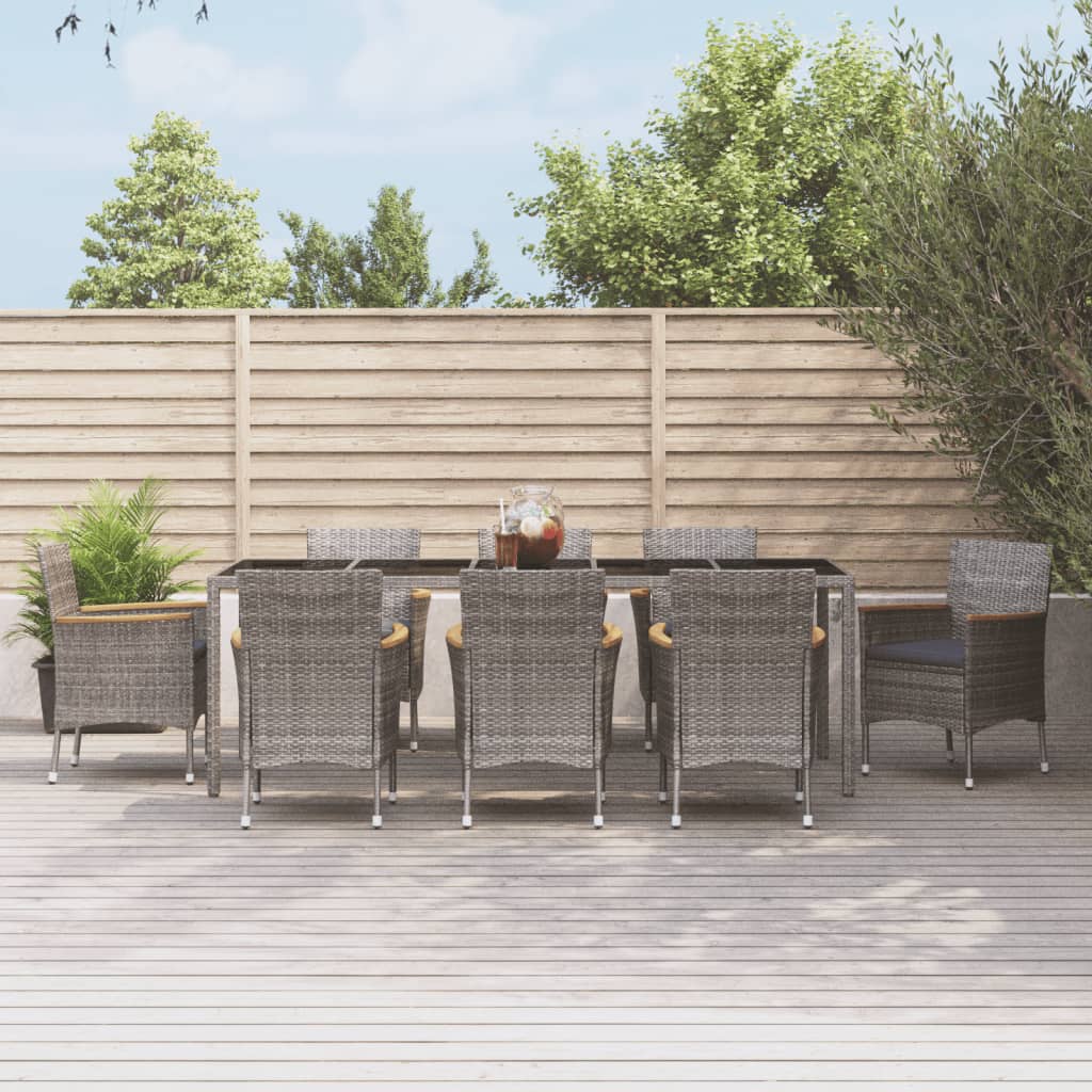 5-Delige Tuinset Met Kussens Poly Rattan Grijs