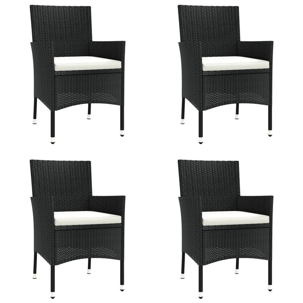 5-Delige Tuinset Met Kussens Poly Rattan Zwart