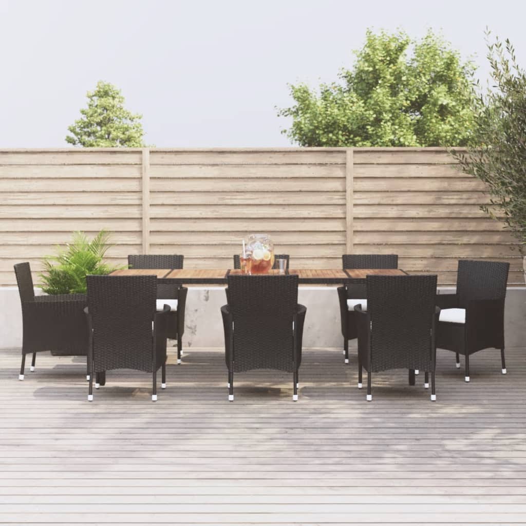 5-Delige Tuinset Met Kussens Poly Rattan Zwart