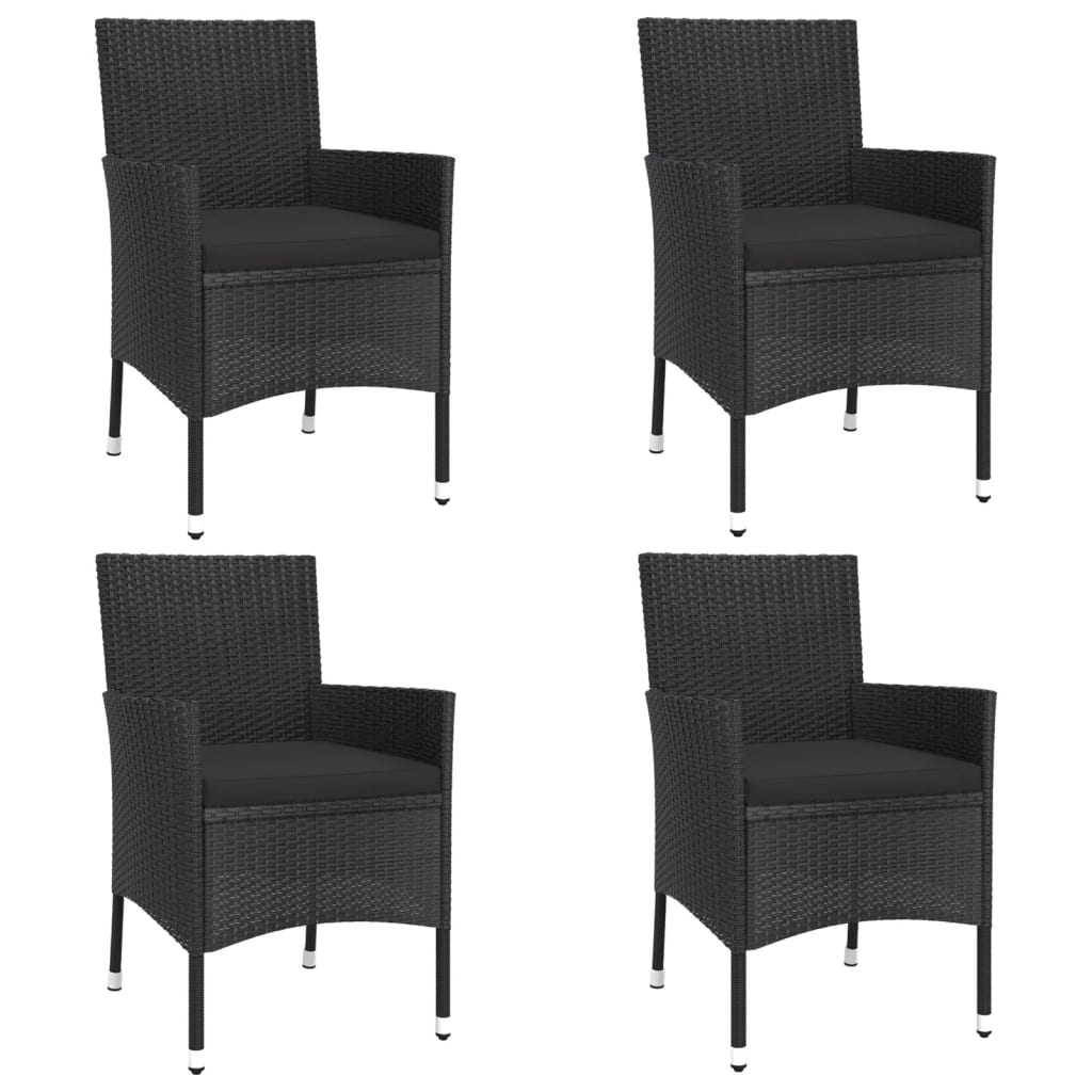 5-Delige Tuinset Met Kussens Poly Rattan Zwart