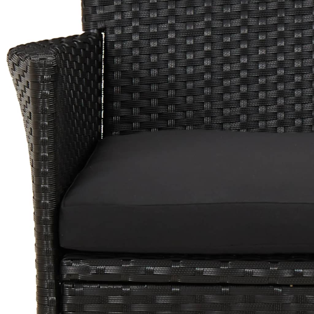 5-Delige Tuinset Met Kussens Poly Rattan Zwart