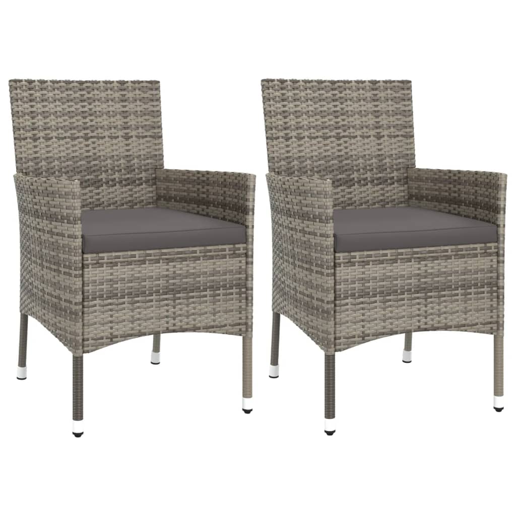 3-Delige Tuinset Met Kussens Poly Rattan Grijs