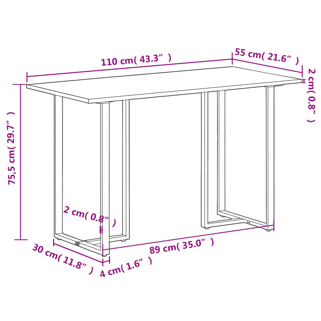 Eettafel 110X55X75,5 Cm