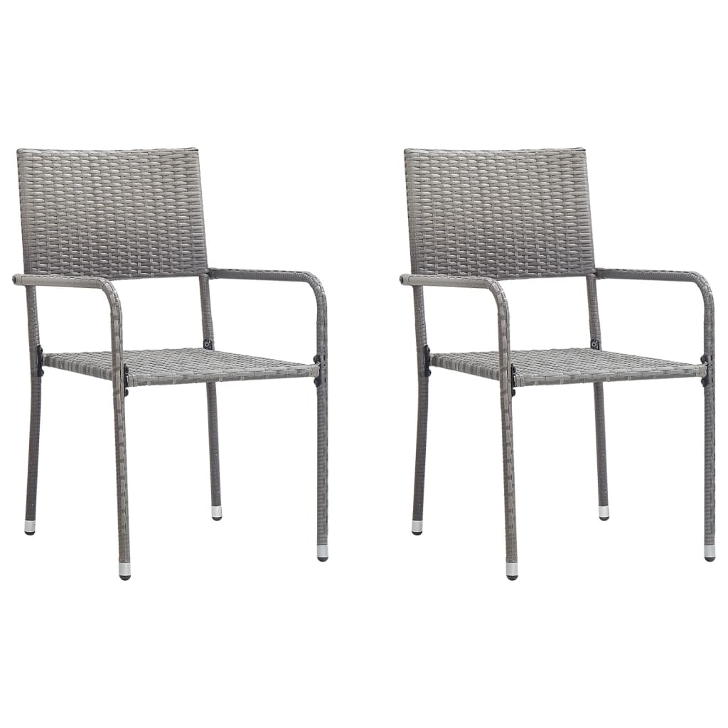 3-Delige Tuinset Poly Rattan En Staal Grijs En Zwart