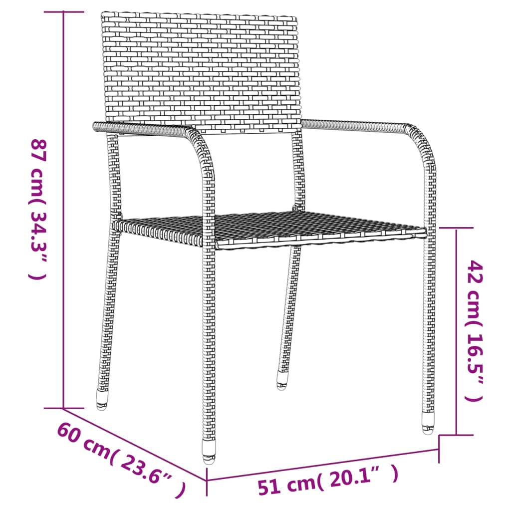 3-Delige Tuinset Poly Rattan En Staal Grijs En Zwart