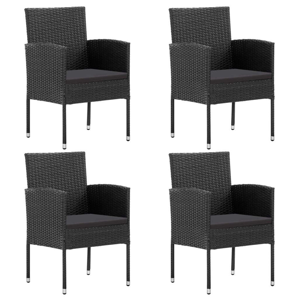5-Delige Tuinset Poly Rattan En Staal Zwart