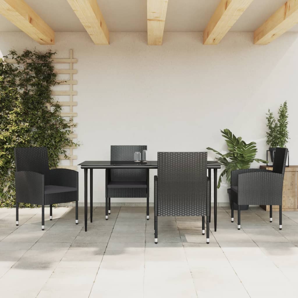 5-Delige Tuinset Poly Rattan En Staal Zwart