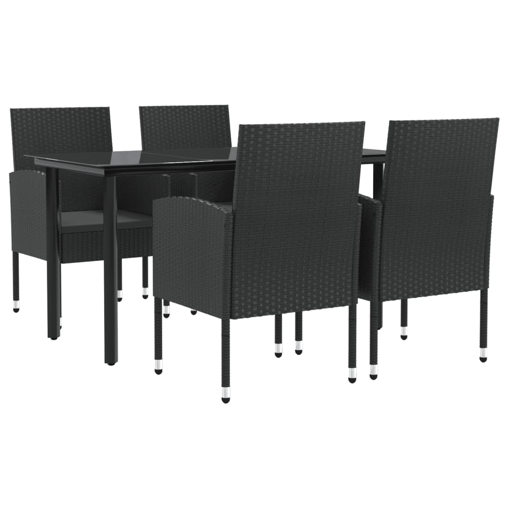 5-Delige Tuinset Poly Rattan En Staal Zwart