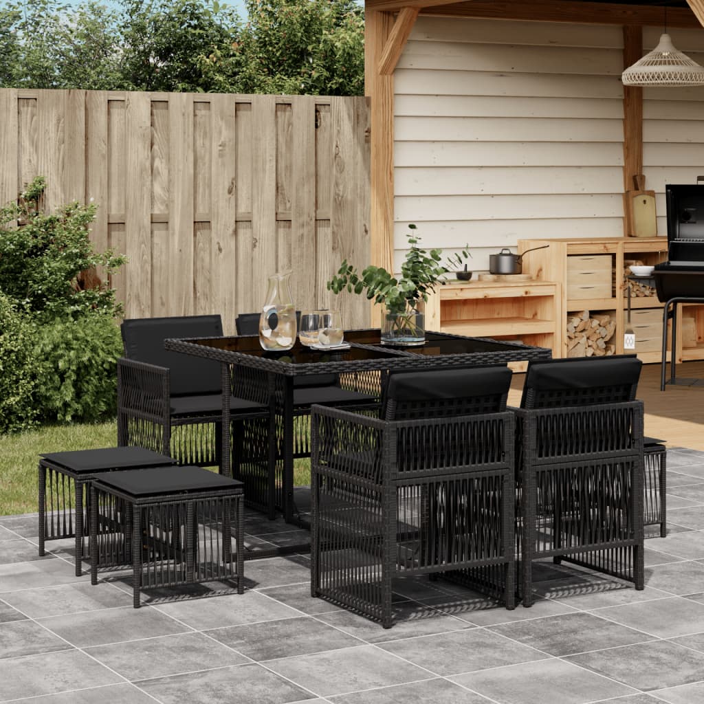 11-Delige Tuinset Met Kussens Poly Rattan