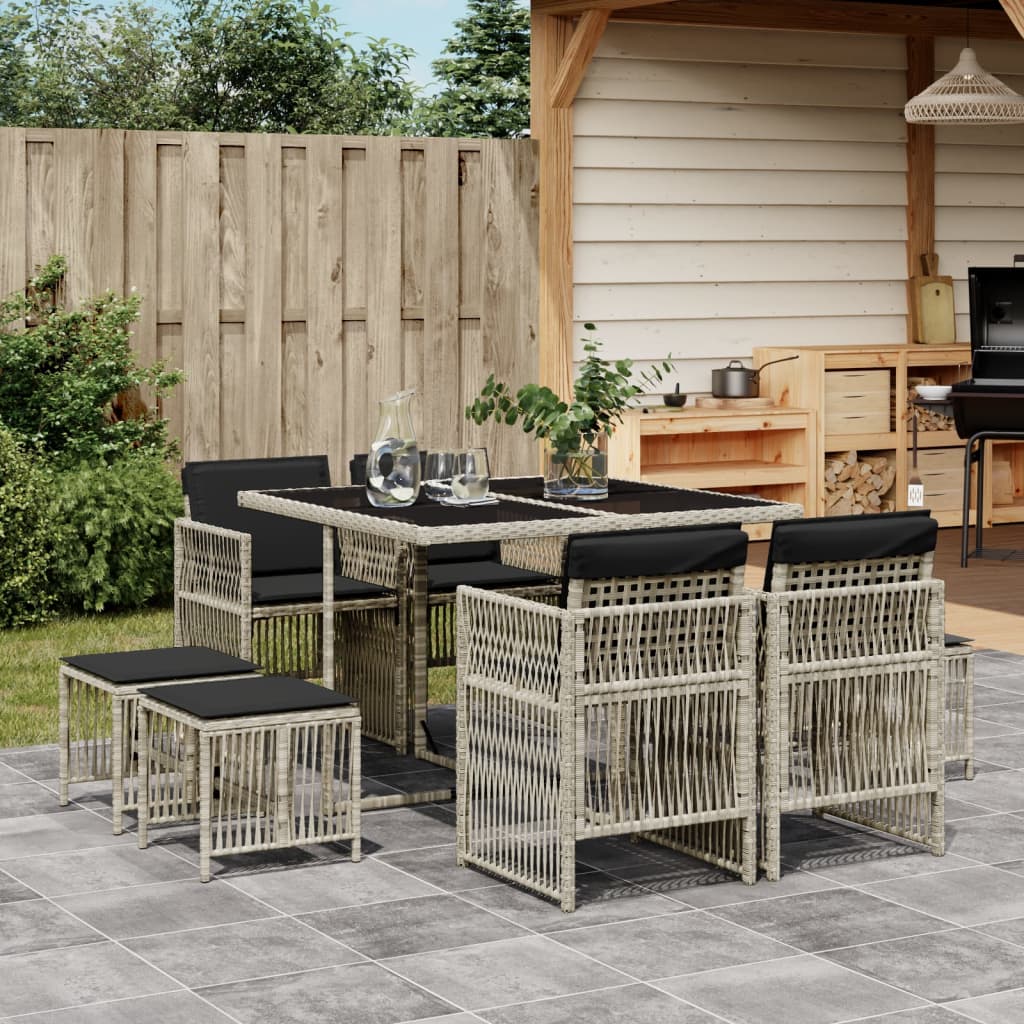 11-Delige Tuinset Met Kussens Poly Rattan