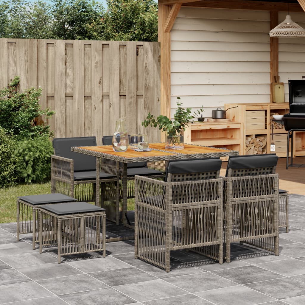 11-Delige Tuinset Met Kussens Poly Rattan