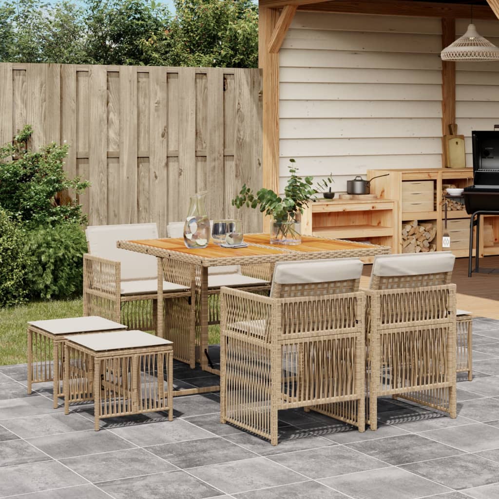 11-Delige Tuinset Met Kussens Poly Rattan