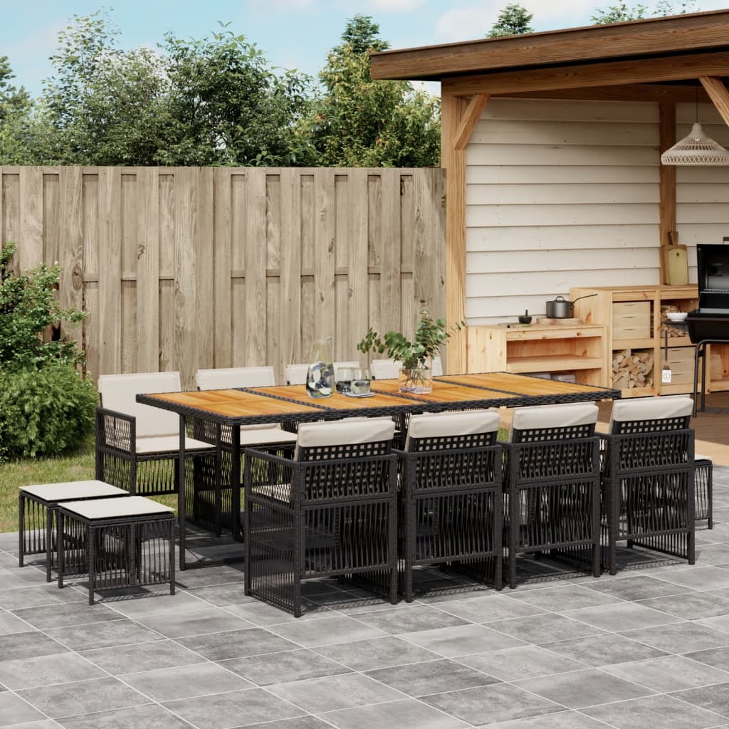 11-Delige Tuinset Met Kussens Poly Rattan