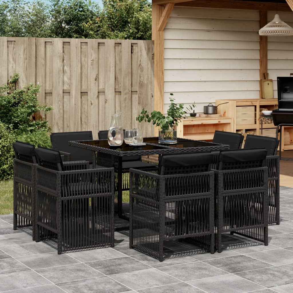 9-Delige Tuinset Met Kussens Poly Rattan