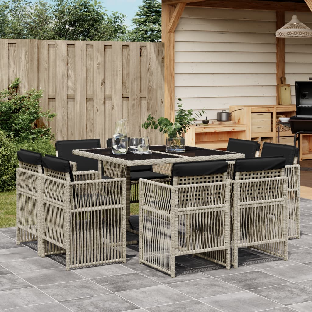 9-Delige Tuinset Met Kussens Poly Rattan