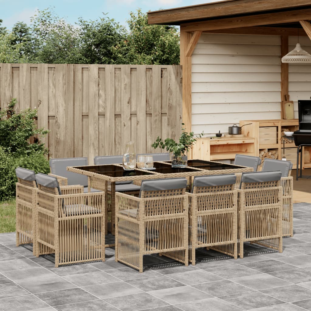 9-Delige Tuinset Met Kussens Poly Rattan