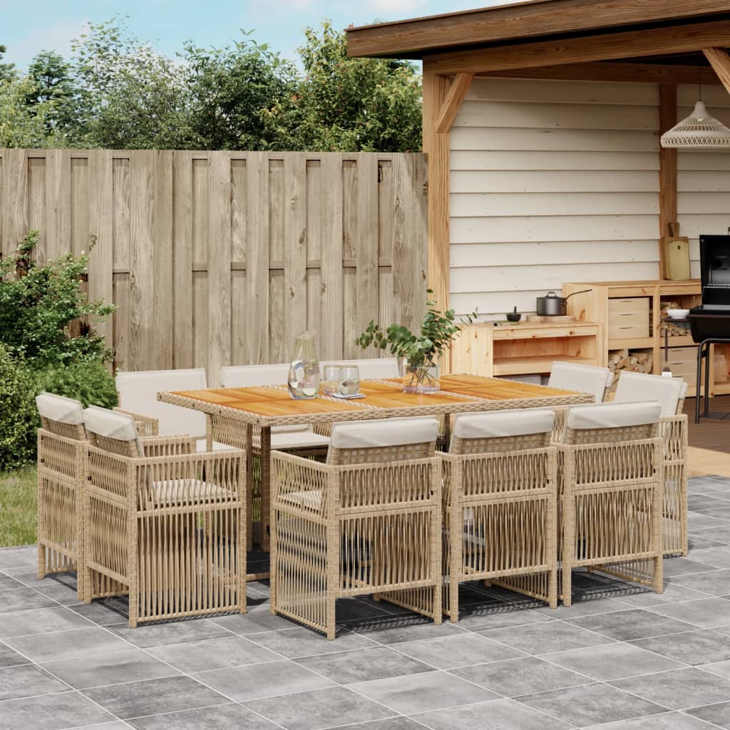 9-Delige Tuinset Met Kussens Poly Rattan