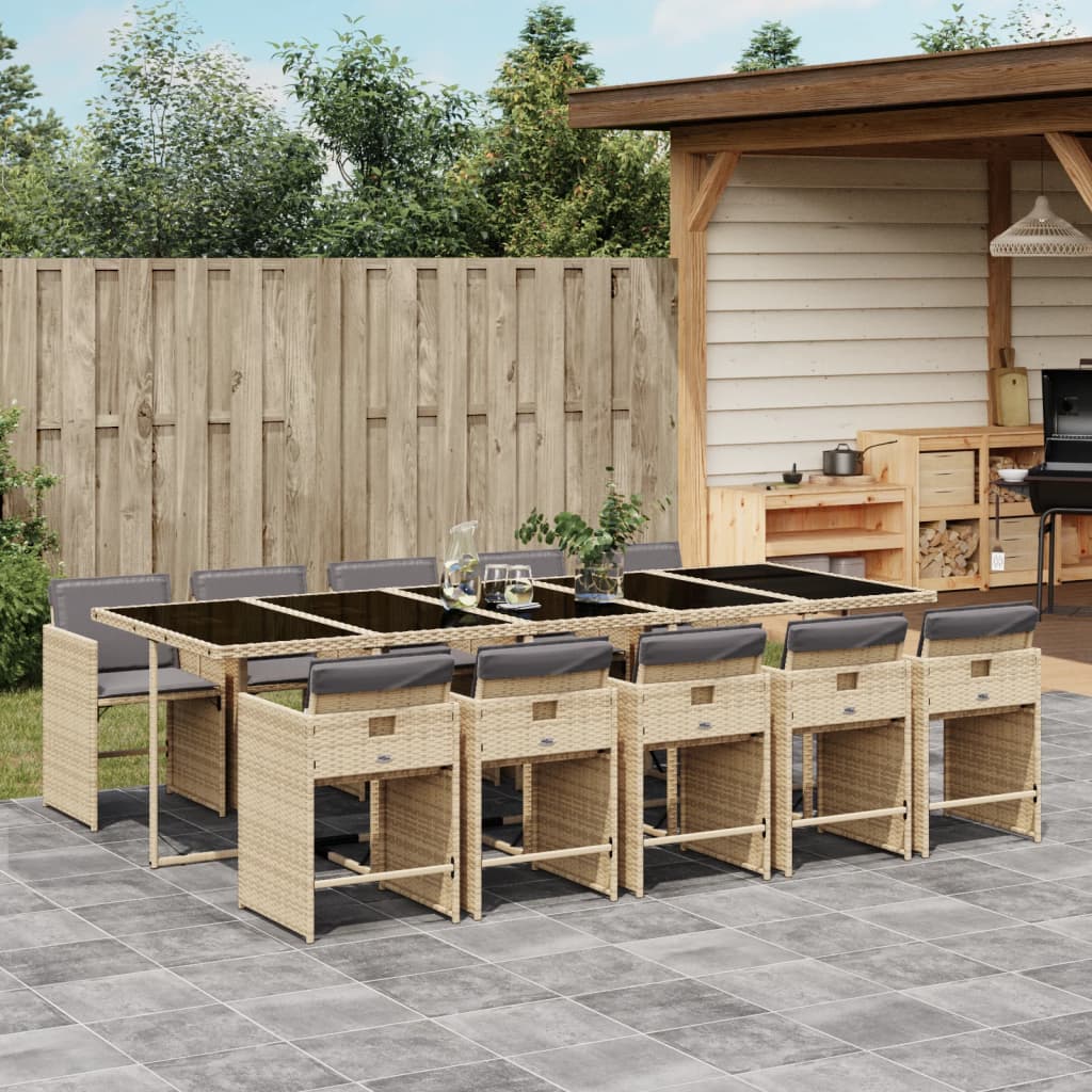 11-Delige Tuinset Met Kussens Poly Rattan