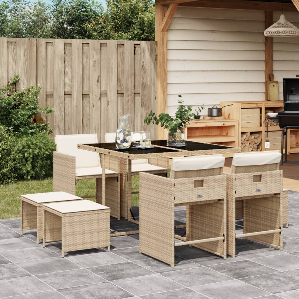 11-Delige Tuinset Met Kussens Poly Rattan