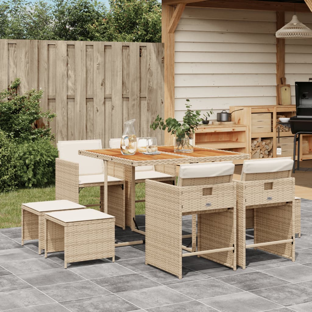 11-Delige Tuinset Met Kussens Poly Rattan