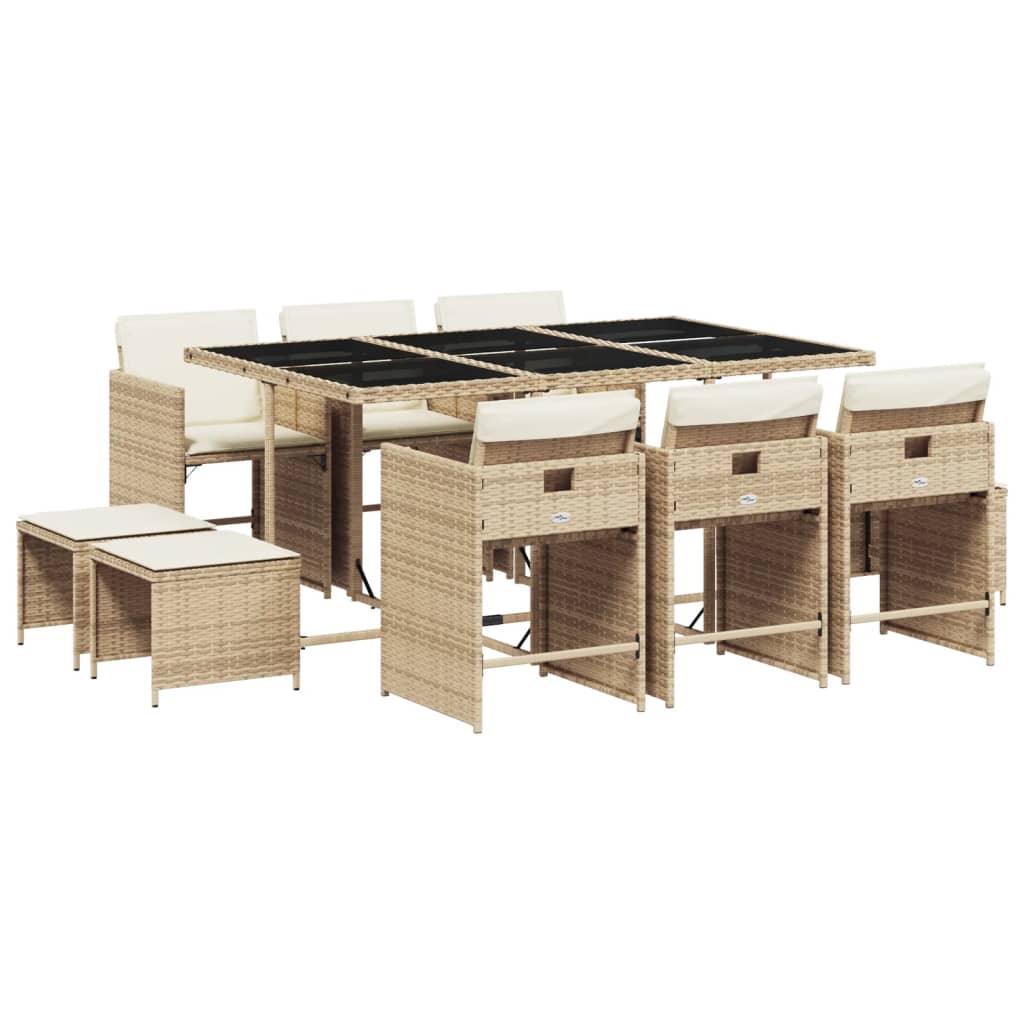 11-Delige Tuinset Met Kussens Poly Rattan