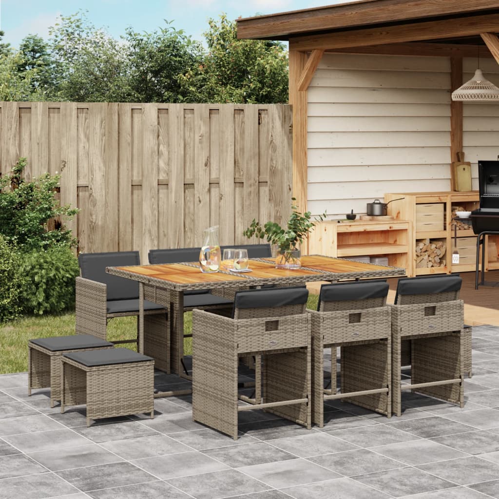 11-Delige Tuinset Met Kussens Poly Rattan
