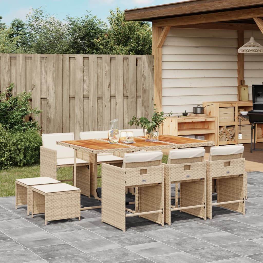 11-Delige Tuinset Met Kussens Poly Rattan