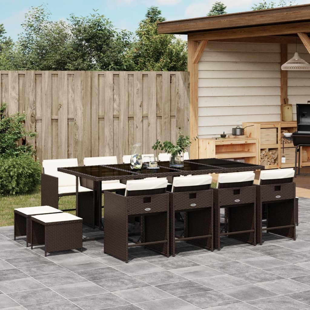 11-Delige Tuinset Met Kussens Poly Rattan