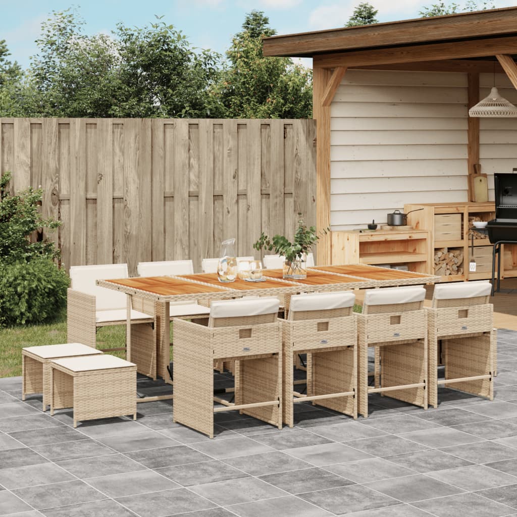11-Delige Tuinset Met Kussens Poly Rattan