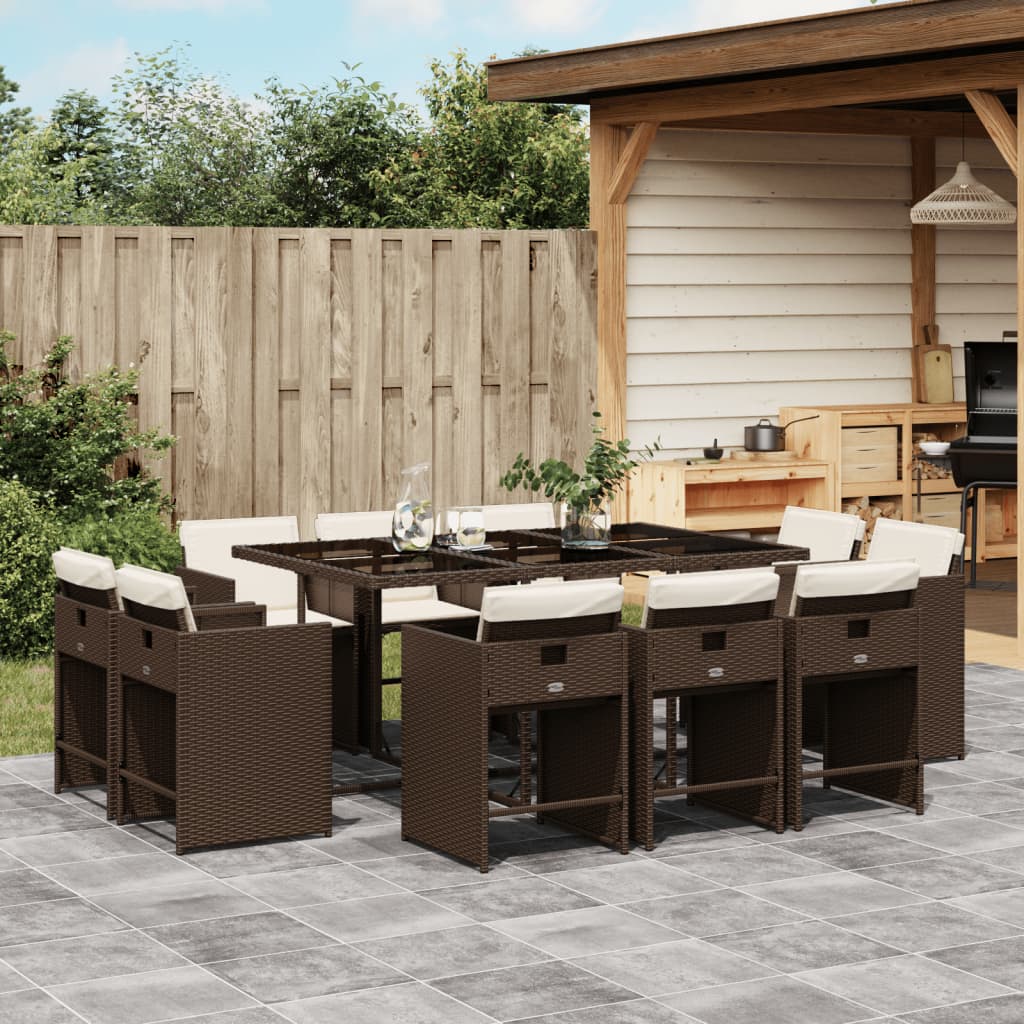11-Delige Tuinset Met Kussens Poly Rattan