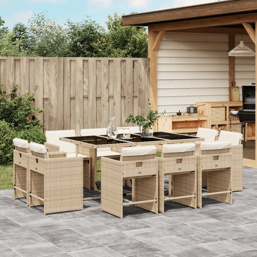 11-Delige Tuinset Met Kussens Poly Rattan