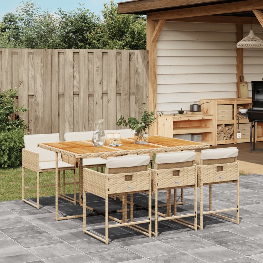 7-Delige Tuinset Met Kussens Poly Rattan