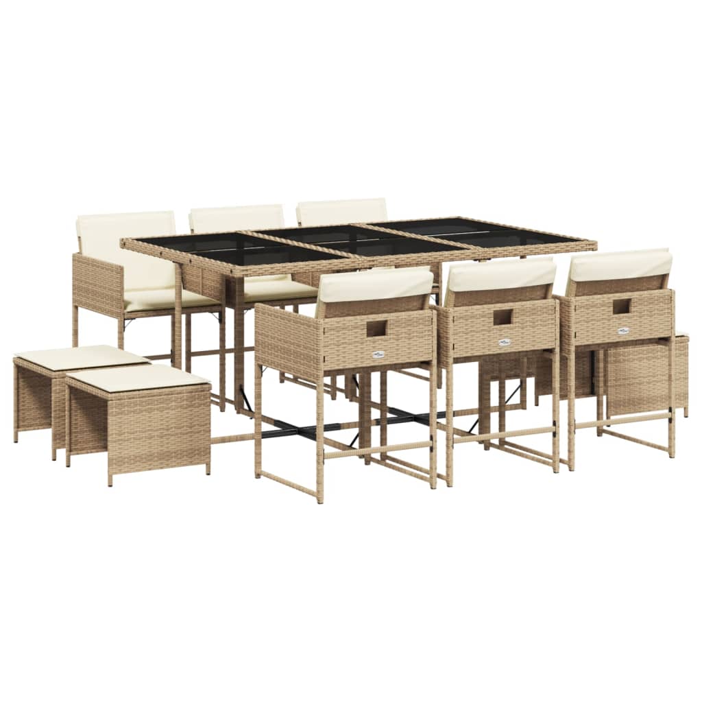 11-Delige Tuinset Met Kussens Poly Rattan