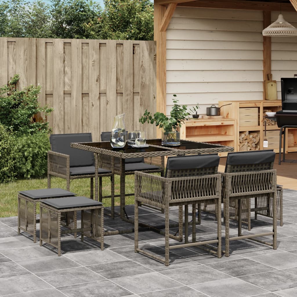 11-Delige Tuinset Met Kussens Poly Rattan