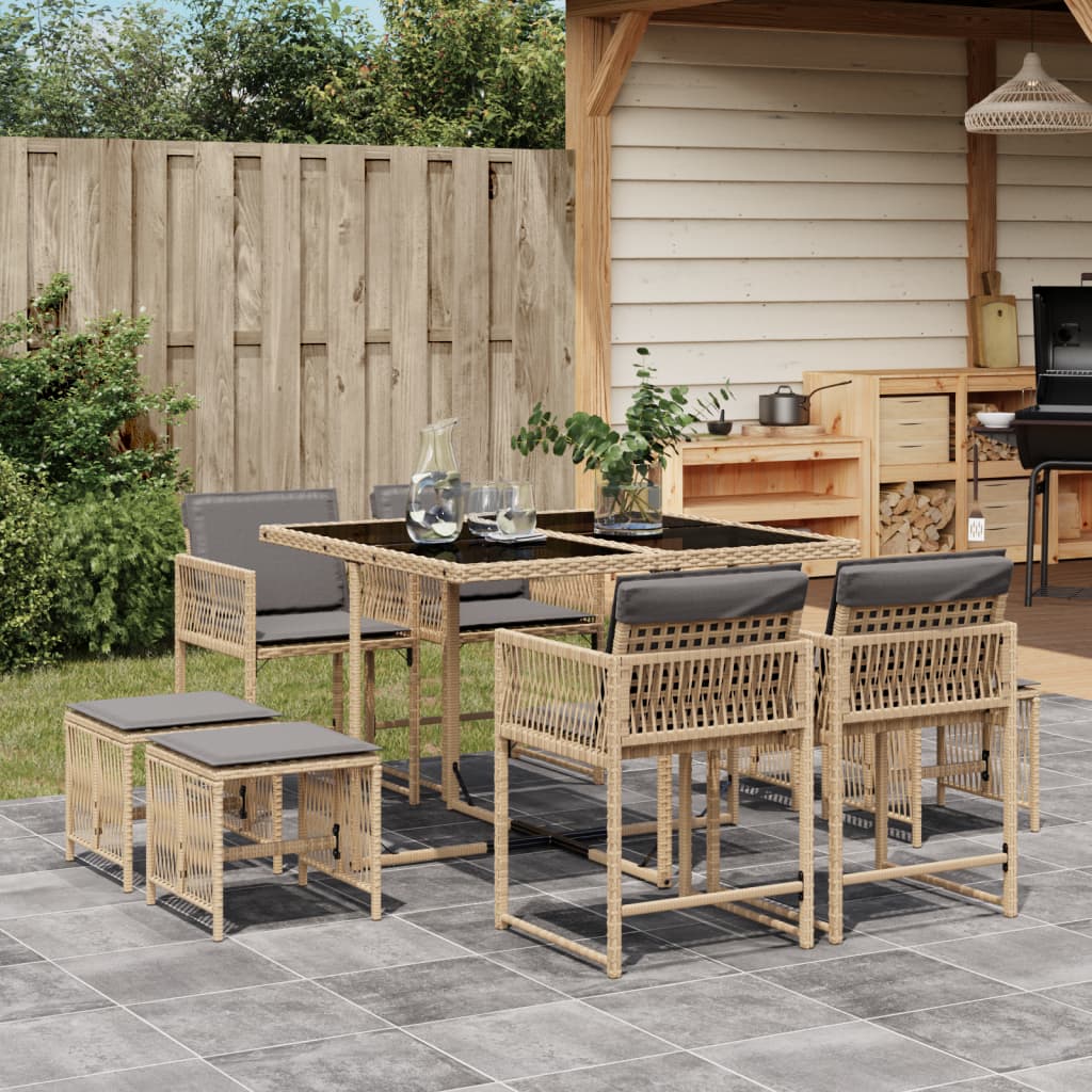 11-Delige Tuinset Met Kussens Poly Rattan