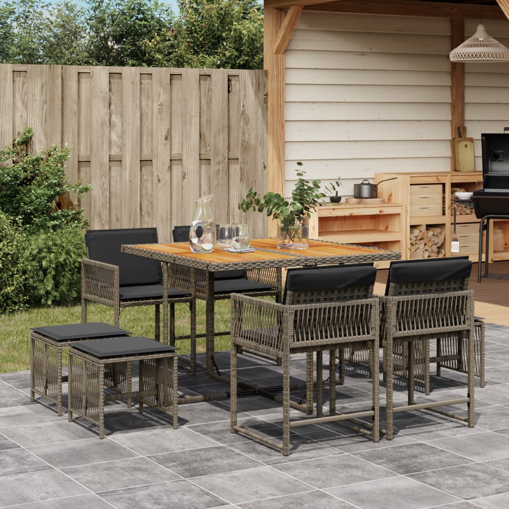 11-Delige Tuinset Met Kussens Poly Rattan