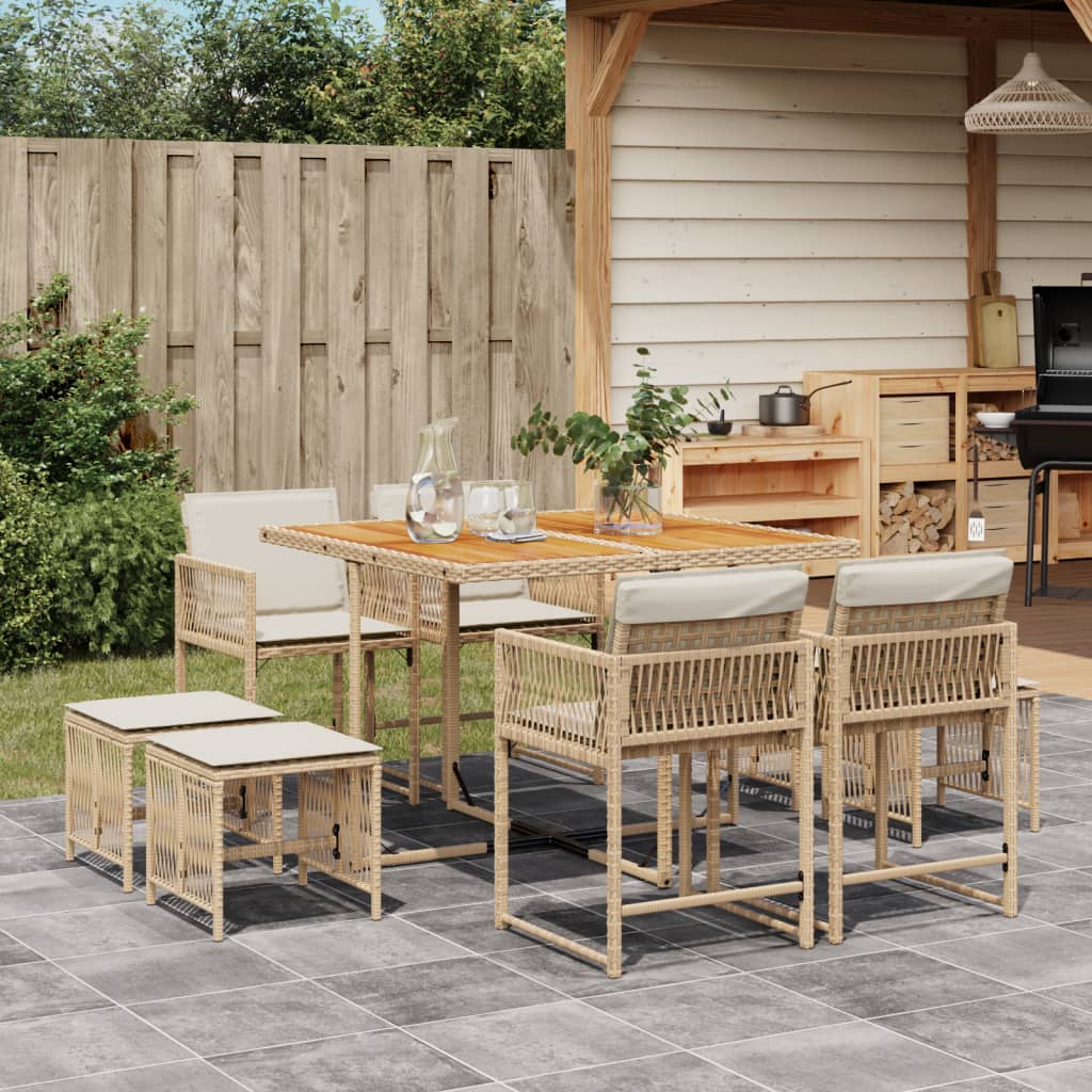 11-Delige Tuinset Met Kussens Poly Rattan