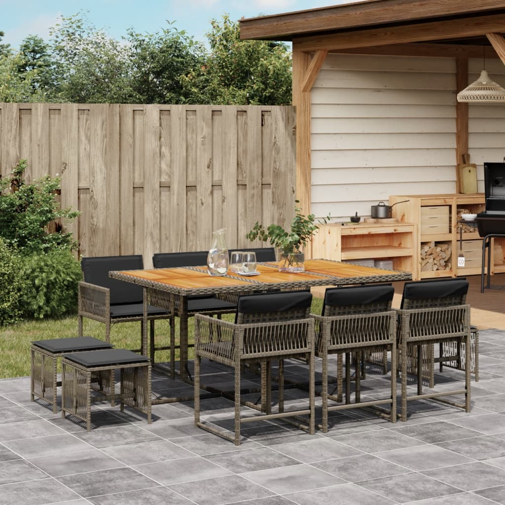 11-Delige Tuinset Met Kussens Poly Rattan