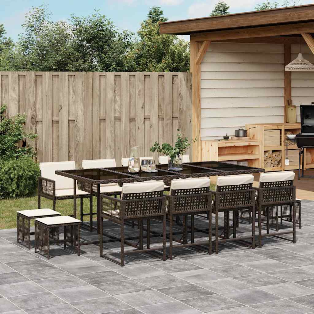 11-Delige Tuinset Met Kussens Poly Rattan