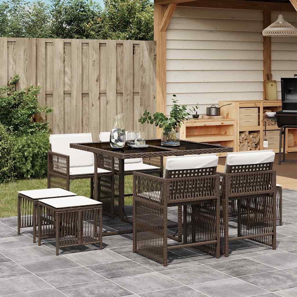 11-Delige Tuinset Met Kussens Poly Rattan