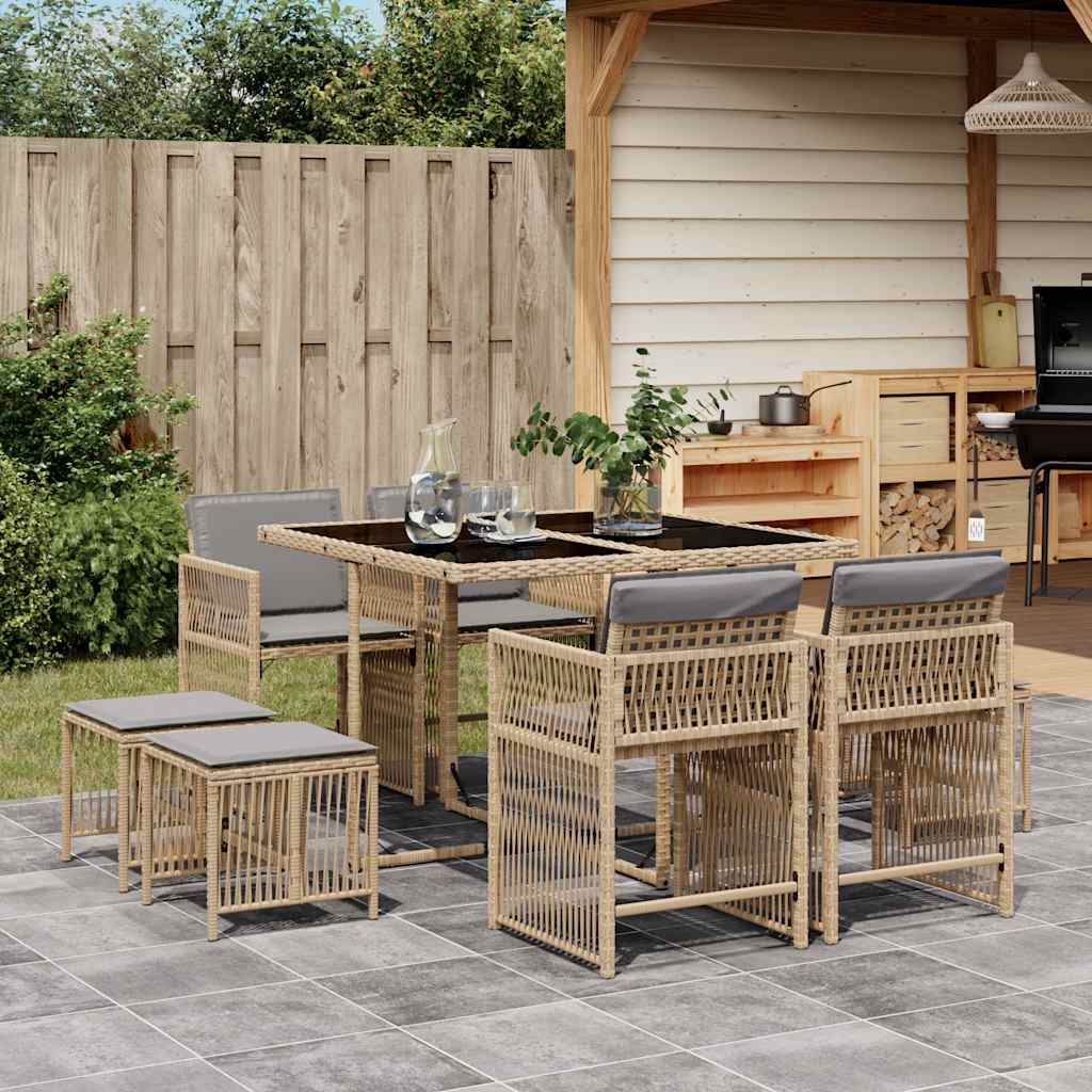11-Delige Tuinset Met Kussens Poly Rattan